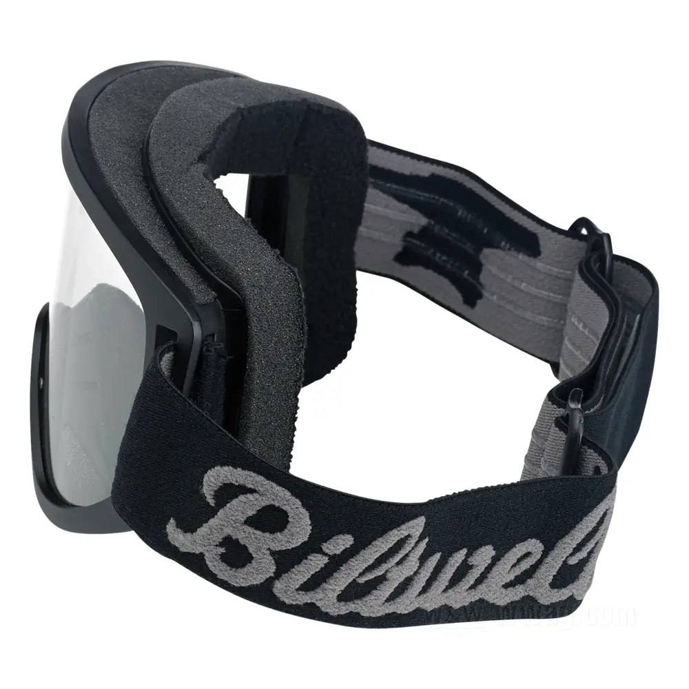 Occhiali Goggle Biltwell Moto 2.0 - Telaio Nero, Lente Trasparente Anti-Appannamento, Fascia Elastica, Stile Cafe Racer
