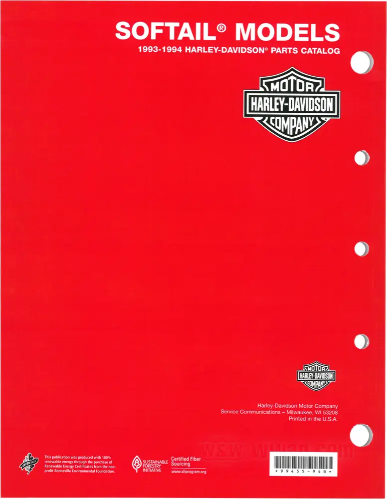 H-D Parts Catalog for Softail 1993-1994