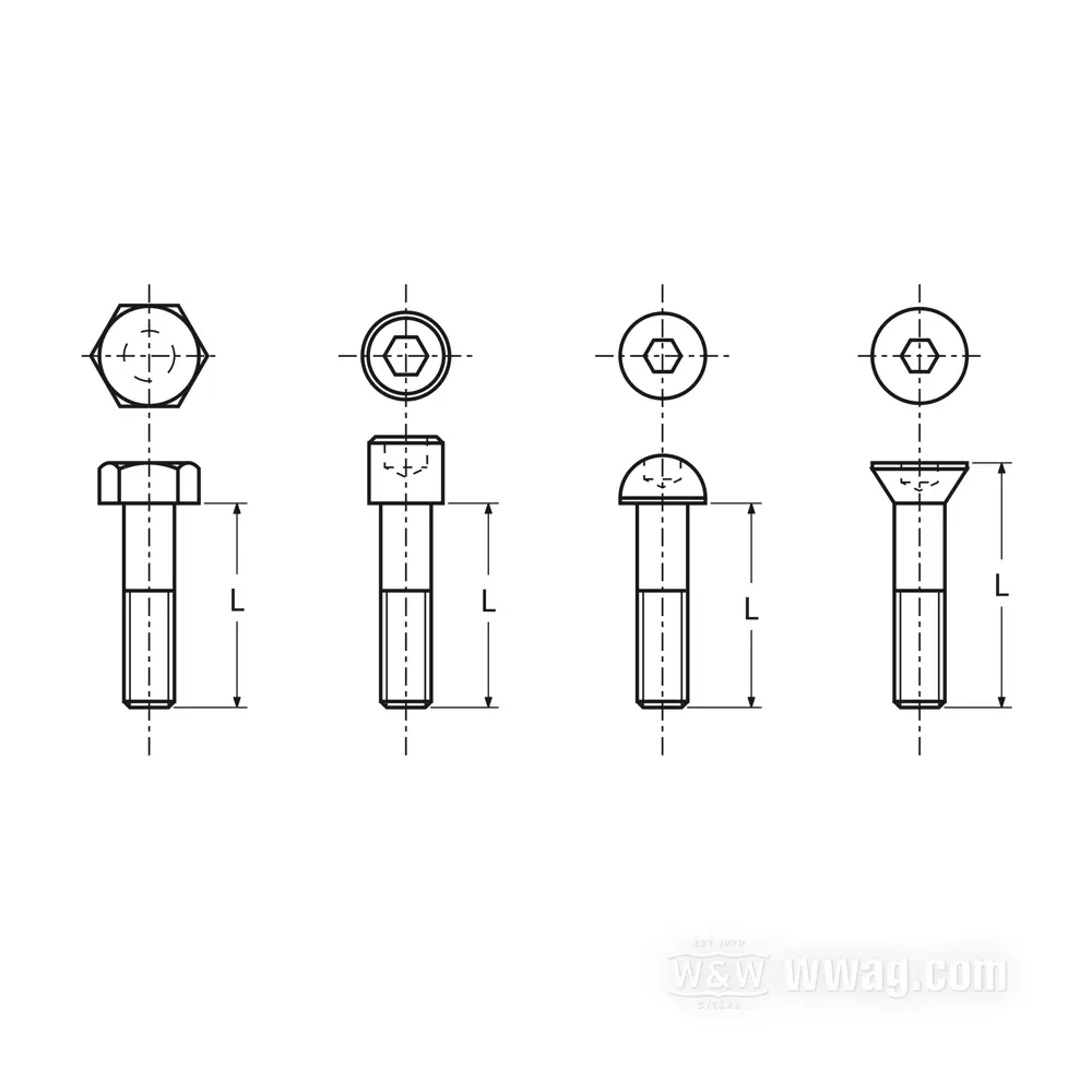 Hex Head Screw Parkerized, 1/4”-24 x 1/2” (13 mm)