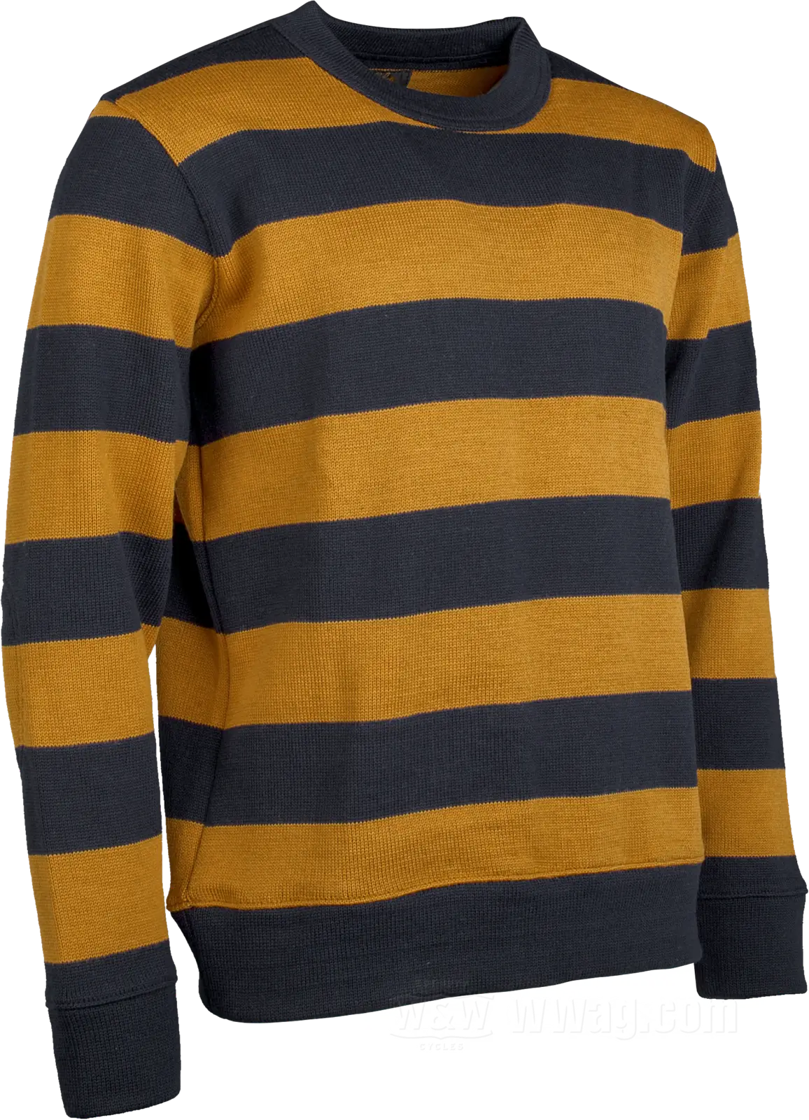 バイクウェア・装備 DEHEN Striped Body Crewneck Sweater Dehen Naval Crew Sweater, Dark Blue/Old Gold, S