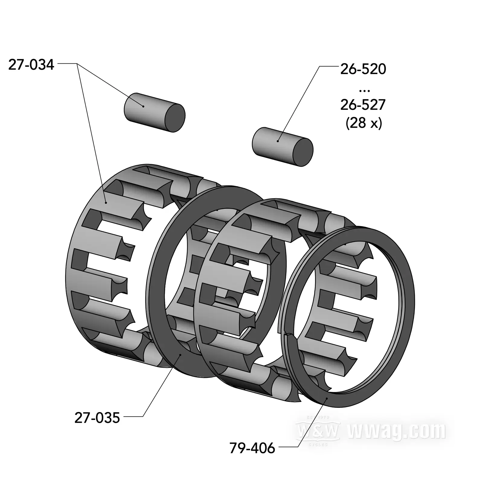 +.0003 Oversize Pinion Shaft Bearing For 87-99 Harley EVO Big Twin - Red, Part 24641-87 7 thumbnail image