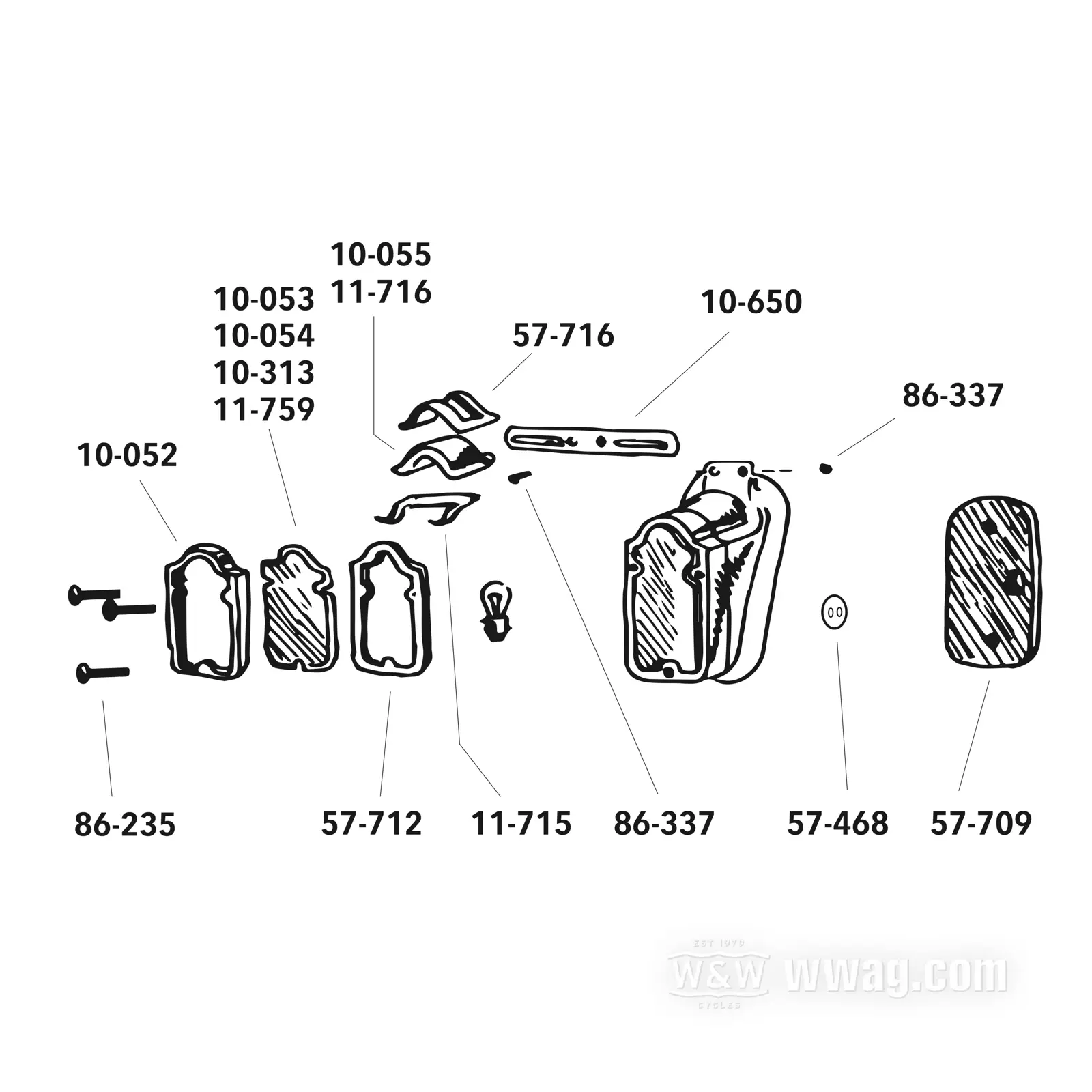 Replacement Parts for Harley Tombstone Taillights 1947-54
