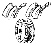 Jeux de rayons pour tambour de frein avant FX/XL 1964-1972