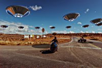 Bates Flying Saucer Mirrors with Handlebar Clamp