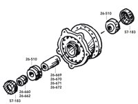 Pièces de rechange pour moyeux étroits avant 1974-1977