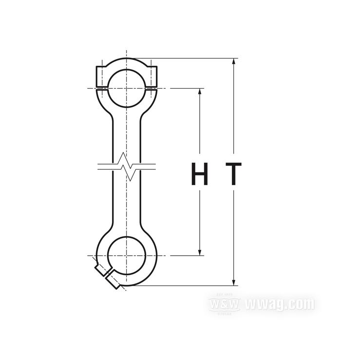 Riser »Dog Bone«; ottone, cromato; per manubri del Ø: 1 ”; misure conformi a disegno: H-altezza di montaggio = 100 mm, T-altezza generale = 138 mm; peso lordo: 920 g
