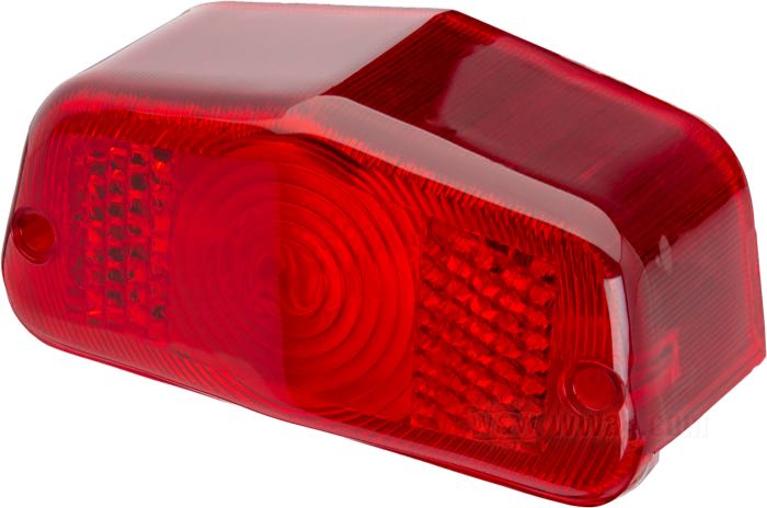 Taillight lens; for Lucas 564 Type taillight; plastic, red, mounting hole distance: 95 mm; without approval marks; gross weight: 60 g