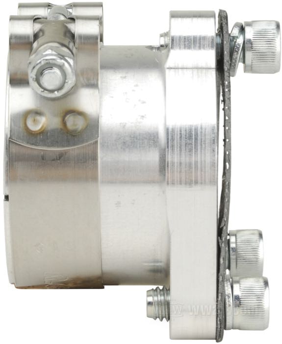 Adaptador de VIP - Vintage Iron Parts; para carburadores Dell'Orto 36 mm → colector de admisión Linkert 3-tornillos; apropiado para modelos W y G (Servicar) de 750 cc; aluminio / acero, natural; largo: 47 mm; Ø conector: 44 mm; Alemania; peso bruto: 210 g