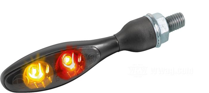 Clignotant »micro 1000 Dark DF« de Kellermann; avec fonction de feu arrière et feu de stop; aluminium / verre acrylique, noir; L x H x P: 72 x 18 x 16 mm; type ampoule: LED; cabochon: très foncé; 12 V; 1 W; position: arrière; homologué E13; Allemagne; poids brut: 76 g