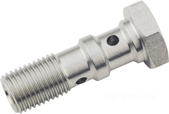 Banjo bolt; stainless steel, bare, for two banjos; length: 31 mm; hex; thread: 3/8”-24; gross weight: 20 g