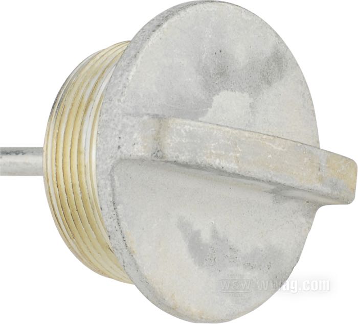 Filler plug by Colony; for Oil tank; fits Knuckleheads 1936-1940, Big Twin Flatheads 1937-1940; steel, CAD (ZnNi process); thread: 1-1/4”-20; with gasket; replaces OEM HD 62625-36; USA; gross weight: 110 g