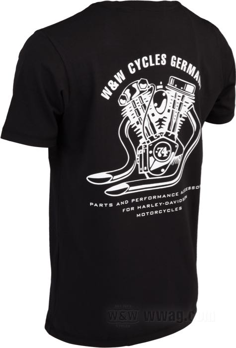 T-shirt »NOTHING BEATS CUBIC INCHES« by W&W Cycles; cotton 180 g/m², black; size: S; men; gross weight: 159 g