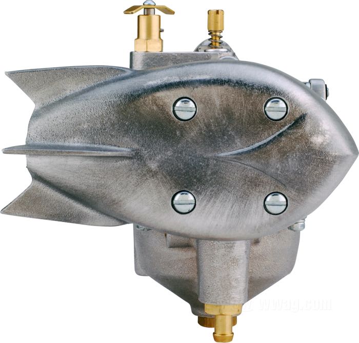 Adapter by Bates; for Linkert carb covers on S&S Super B carburetors; aluminum, machined finish; thickness: 6 mm; Germany; gross weight: 20 g