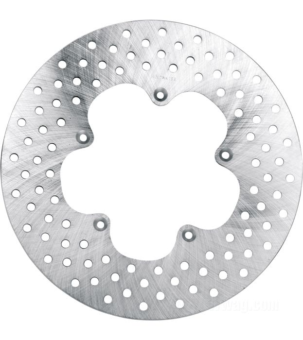 Bremsscheibe; passend für Sportster und FX 1974-1977; Stahl, gelocht; Ø 11.5”; Montageposition: vorne links; Montagebohrungen: 1/4