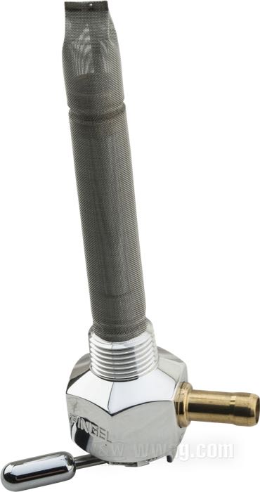 Benzinhahn »Classic« von Pingel; Aluminium, poliert; Auslass-Stellung: 90°; benötigte Benzinleitung: 5/16”; Gewinde: 3/8”-18 NPT; USA; Bruttogewicht: 149 g