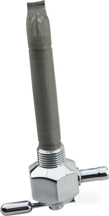 Benzinhahn »Classic« von Pingel; Messing, verchromt; Auslass-Stellung: 180°; benötigte Benzinleitung: 5/16”; Gewinde: 3/8”-18 NPT; USA; Bruttogewicht: 200 g