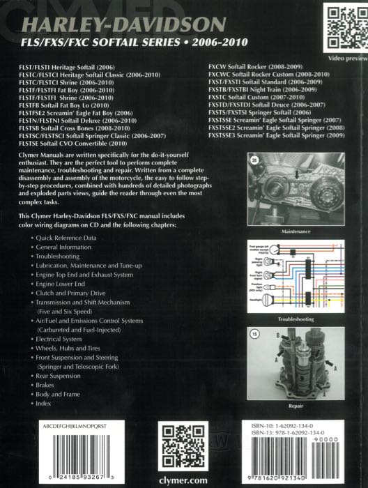 Service manual; fits Softail 2006-2010; paper; width x height: 210 x 275 mm; by Clymer Staff; softcover; black and white; 681 pages; English; ISBN: 978-1-62092-134-0; gross weight: 1.53 kg