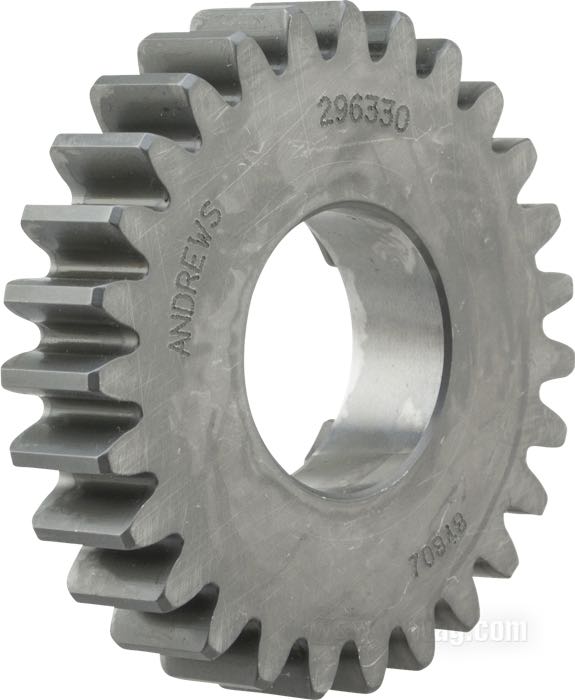 Zahnrad von Andrews; für 3. Gang Hauptwelle, 2. Gang Nebenwelle; passend für Dyna and Softail →1995, Touring →1994; Stahl; Anzahl der Zähne: 27; ersetzt OEM HD 35027-79B; Bruttogewicht: 370 g