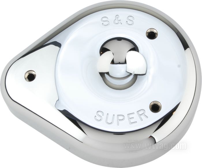 Air cleaner cover by S&S; for Super E/G; cast aluminum, chrome-plated; gross weight: 800 g