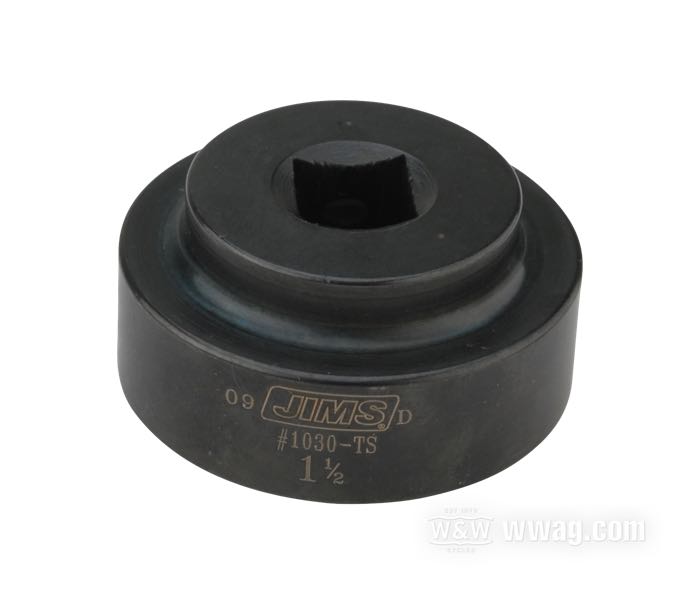 Douille de Jims; pour Écrou / Maneton; adaptable à Big Twin fin 1983→; carré: 1/2”; taille pouces: 1-1/2”; USA; poids brut: 250 g