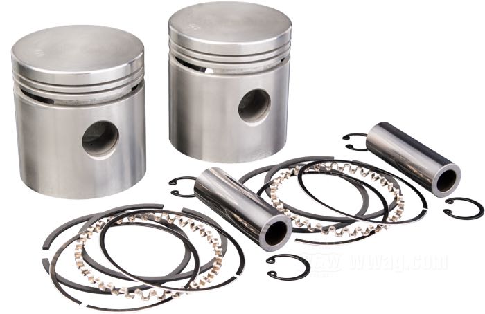 Pistones; apropiado para Modelos 45”/750 cc D, R, W y G 1929-1973; aluminio; diámetro nominal: 2-3/4 ”; con segmentos, bulones y segurillos