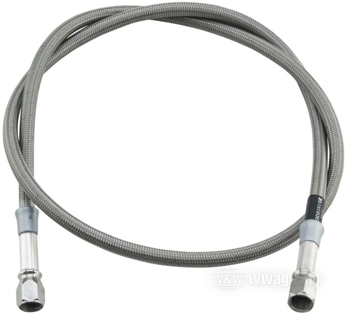 Brake line by Goodridge; stainless steel / PTFE liner, clear plastic coating; length: 140 cm; wrench size: 7/16 ”; connection thread: 2 x JIC 37°-3 3/8”; with parts certificate; gross weight: 150 g