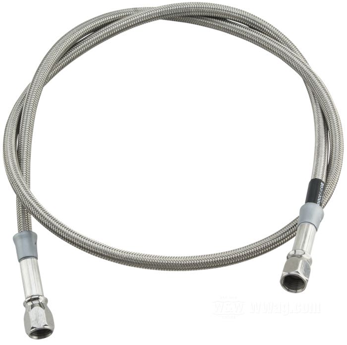 Brake line by Goodridge; stainless steel / PTFE liner, uncoated; length: 45 cm; wrench size: 7/16 ”; connection thread: 2 x JIC 37°-3 3/8”; with parts certificate; gross weight: 60 g