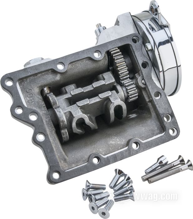 Couvercle Ratchet Top; adaptable à FL Big Twin 4 vitesses 1952-début 1979; alu coulé / acier; remplace OEM HD 34799-65; poids brut: 3 kg
