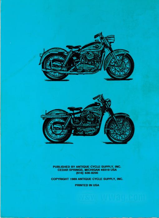 Parts catalog; fits KH and Sportster models 1954-1965; paper; softcover; 106 pages; English; USA; gross weight: 300 g