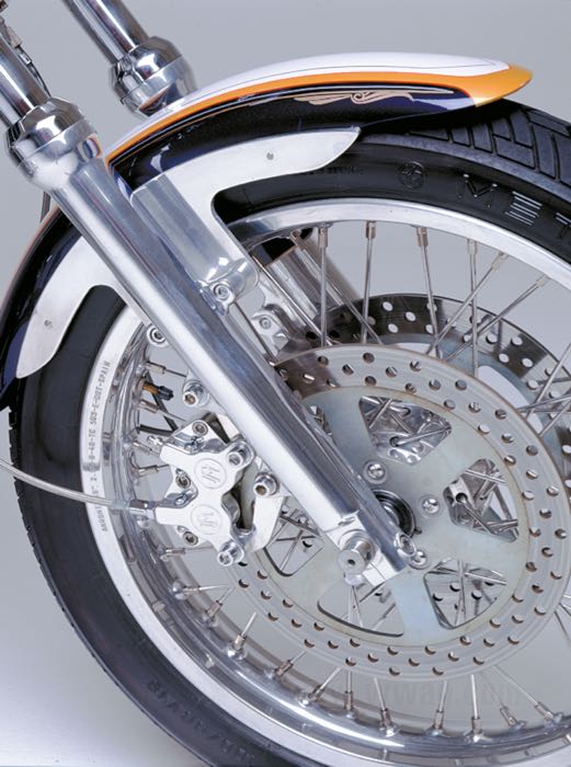 Brake caliper »125X4SL« by Performance Machine; billet aluminum, polished, mounting holes ctr to ctr: 89 mm; position: front; piston Ø: 1-1/4” (31.75 mm); required brake fluid: DOT 4 or 5; with parts certificate; gross weight: 820 g