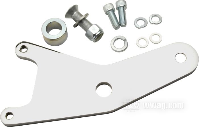 Caliper bracket by Performance Machine; for Caliper 125x4R and SL; fits FL/FX 1973-1983; steel, chrome-plated; position: rear right; for brake disc: 11.5 ”; with small parts; USA; gross weight: 1.12 kg