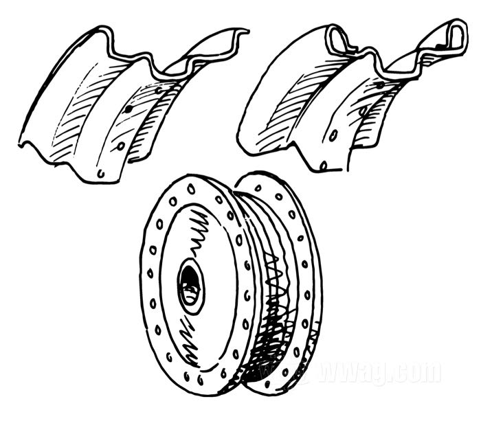 Jeux de rayons pour tambour de frein avant FX/XL 1964-1972