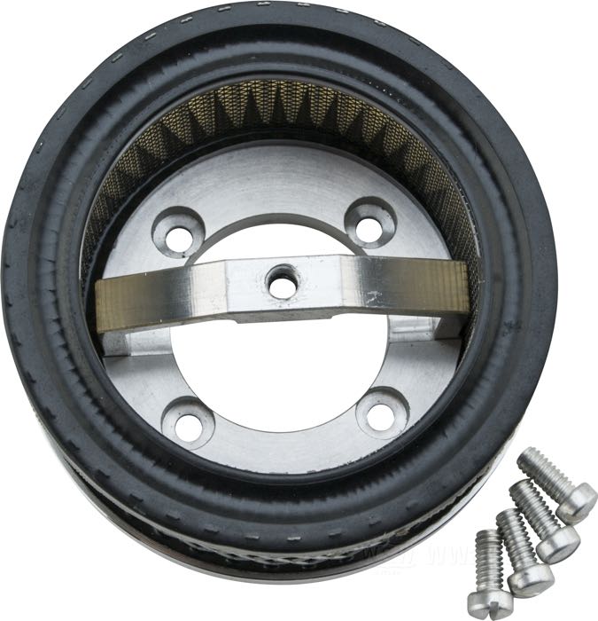 Filtro de aire »Hot Rod« de VIP - Vintage Iron Parts; para carburadores Linkert M & Schebler DLX; acero, cromado, rajado por los lados; fondo: 60 mm; Ø 120 mm; peso bruto: 451 g