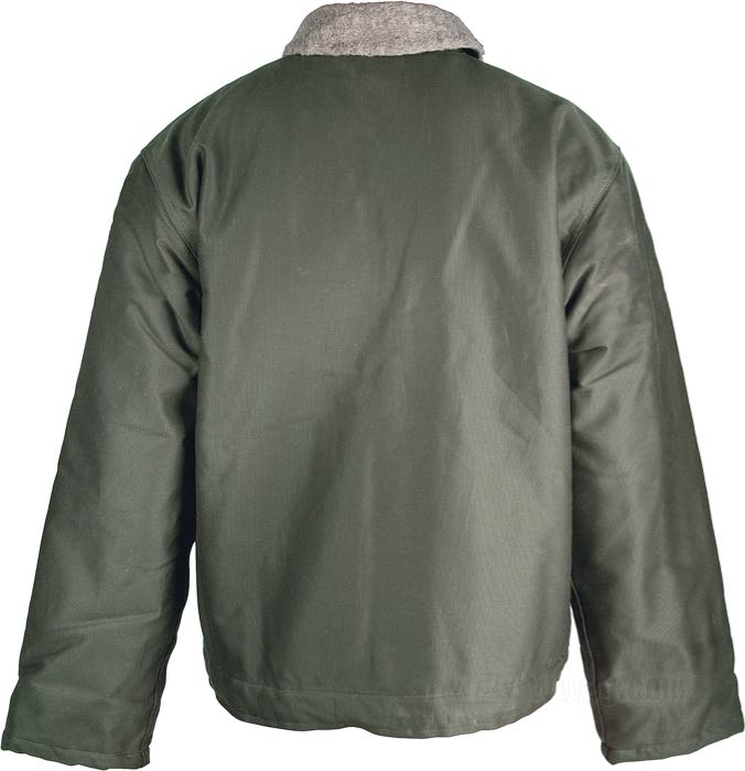 Veste »1944 N-1 « de Pike Brothers; coton / laine, vert olive, ciré, doublure intérieur grise; taille: XL; unisex; avec boutons de rechange; Turquie; poids brut: 1.93 kg