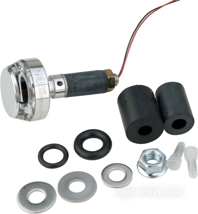 Clignotant »mo.blaze Disc« de motogadget; gauche; alu billet / verre, poli; longueur: 19.5 mm; Ø 35 mm; poids net: 40 g; cabochon: clair; 12 V; 7 W; avec LED; avec Fils électriques 100 cm et des petites pièces; homologué E1; Allemagne; poids brut: 106 g