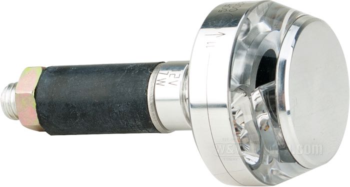 Clignotant »mo.blaze Disc« de motogadget; droit; alu billet / verre, poli; longueur: 19.5 mm; Ø 35 mm; poids net: 40 g; cabochon: clair; 12 V; 7 W; avec LED; avec Fils électriques 100 cm et des petites pièces; homologué E1; Allemagne; poids brut: 106 g