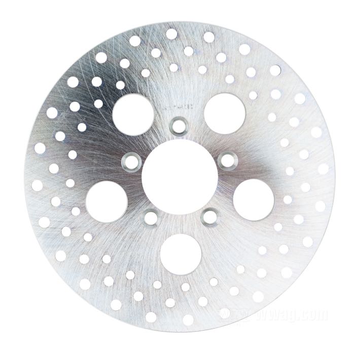 Bremsscheibe; passend für Sportster und FX 1977-1983; Stahl, gelocht; Ø 10”; Montageposition: vorne; Montagebohrungen: 5/16” konische Senkung; Innen-Ø: 61 mm; ersetzt OEM HD 44137-92; Bruttogewicht: 1.52 kg