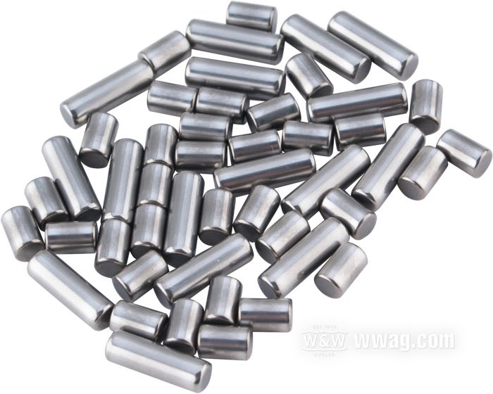 Bearing roller set; for Connecting rods; fits Big Twin 1973-1986; steel, length 0.294” / 0.585”; Ø 0.1885”; Over-/Undersize: +0.001 ”; tolerance class: RBEC 1; replaces OEM HD 9446A, and 9184; gross weight: 73 g