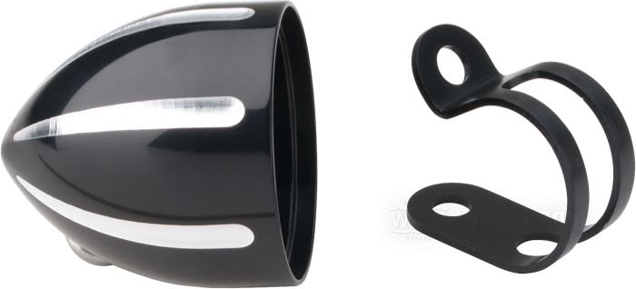 Cuvelage »Streamline Grooved« de motogadget; pour motogadget Motoscope Tiny; alu billet, noir, anodisé; avec vis de montage percée comme passe-câbles; Allemagne; poids brut: 110 g