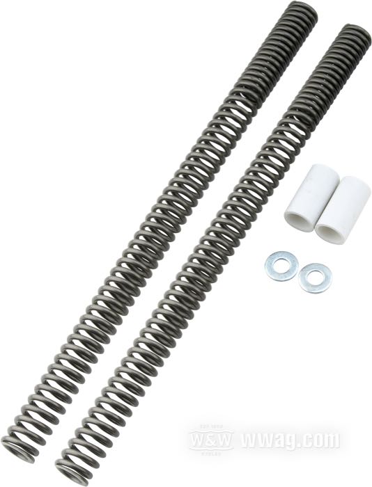 Kit de ressorts de Progressive Suspension; pour Fourche hydraulique; pour tubes de 39 mm; adaptable à Sportster 1994-2003, Hugger 1992-2003, FXD/C 1995-2005; acier, naturel; longueur: 470 mm; Ø 30 mm; remplace OEM HD 45941-95 et 45376-97; USA; poids brut: 1.62 kg