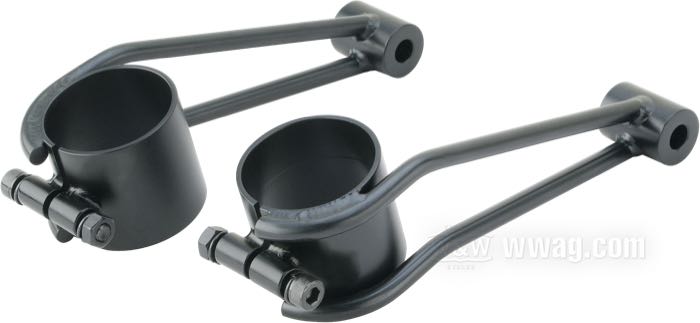 Supports phare de Daytona; pour Phare avec support latéral; acier, noir; longueur: 125 mm; pour Ø tubes de fourche: 41 mm; poids brut: 566 g