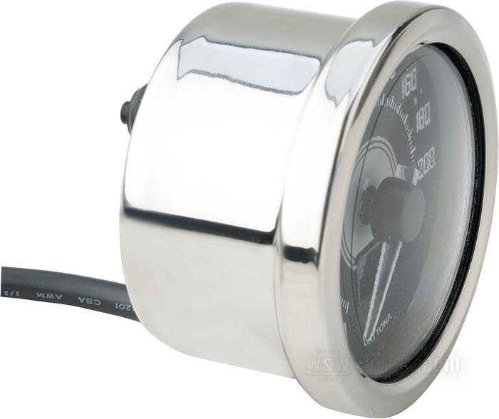 Elektronischer Tachometer »Velona 60« von Daytona; Edelstahl, poliert; Tiefe: 45 mm; Ø 60 mm; 12 V; mit V-Halter, Kabelbaum, M5 Halteschrauben; EMV nach ECE R10 bestätigt; Bruttogewicht: 299 g