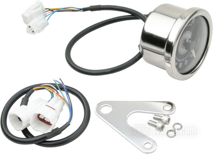 Elektronischer Tachometer »Velona 60« von Daytona; Edelstahl, poliert; Tiefe: 45 mm; Ø 60 mm; 12 V; mit V-Halter, Kabelbaum, M5 Halteschrauben; EMV nach ECE R10 bestätigt; Bruttogewicht: 299 g