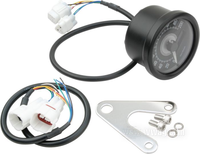 Elektronischer Tachometer »Velona 60« von Daytona; Edelstahl, schwarz; Tiefe: 45 mm; Ø 60 mm; 12 V; mit V-Halter, Kabelbaum, M5 Halteschrauben; EMV nach ECE R10 bestätigt; Bruttogewicht: 297 g