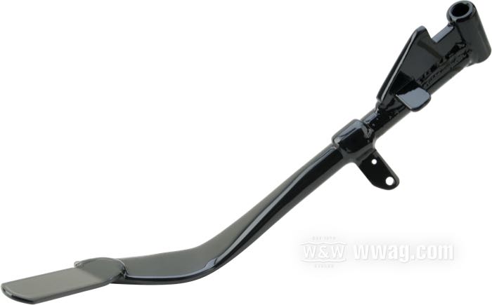 Caballete »extremo plano«; apropiado para Sportster 2004-2011, salvo 883R; acero, negro, recubierto en epoxy, longitud original; Longitud según el dibujo: 22 cm; reemplaza OEM HD 50185-04; peso bruto: 710 g