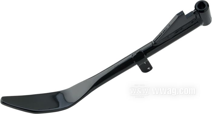 Caballete »extremo plano«; apropiado para Sportster Hugger 1992-2003; acero, negro, recubierto en epoxy, longitud original; Longitud según el dibujo: 21 cm; reemplaza OEM HD 50072-92; peso bruto: 690 g