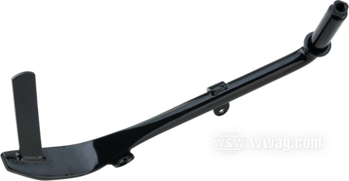Jiffy stand leg »flat tip«; fits FLH 2007-2013; steel, black, powder-coated, 1”  shorter than original; Length according to drawing: 24 cm; replaces OEM HD 50075-07; USA; gross weight: 731 g