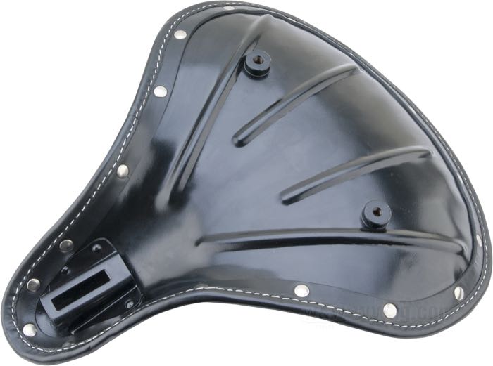 Solo seat; fits K-Model; cowhide / steel, black; length x width: 410 x 350 mm; distance of springs or mounting bolts: 170 mm; mounting bolt thread: 5/16”-24; replaces OEM HD 52010-52; Europe; gross weight: 2.56 kg