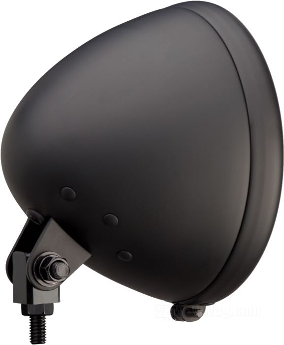 Faro completo »Phantom«; acero, negro mate, barnizado; fondo: 130 mm; Ø 179 mm; para óptica (Ø): 6-1/2”; tipo de bombilla: H4 / W5W; 12 V; 60/55 W; casquillo: P43t / W2.1x9.5d; con bombilla 12 V; con lente incolora y reflector faceteado; con bloque de montaje; con función de luz de posición; homologado E4; peso bruto: 1.13 kg
