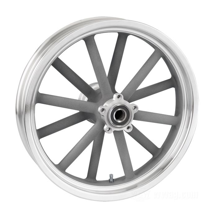 Ruota posteriore »MAG-12« di Cannonball; alluminio fuso, finitura MAG; mozzo posteriore adattato, tipo 2008→; Ø collare centraggio: 56 mm; flangia doppia, filettature di 3/8”-16 e 7/16